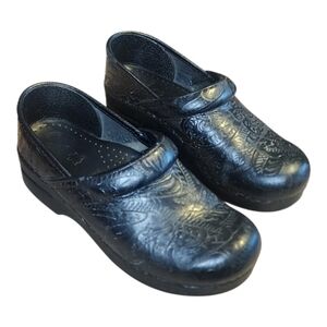 Dansko Black‎ Tooled Leather Professional Clogs Women EU 38 US 7.5